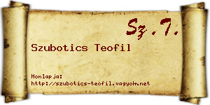 Szubotics Teofil névjegykártya